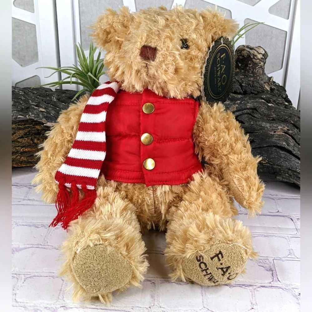 FAO Schwarz 12-inch Anniversary Bear Toy Plush Teddy Bear